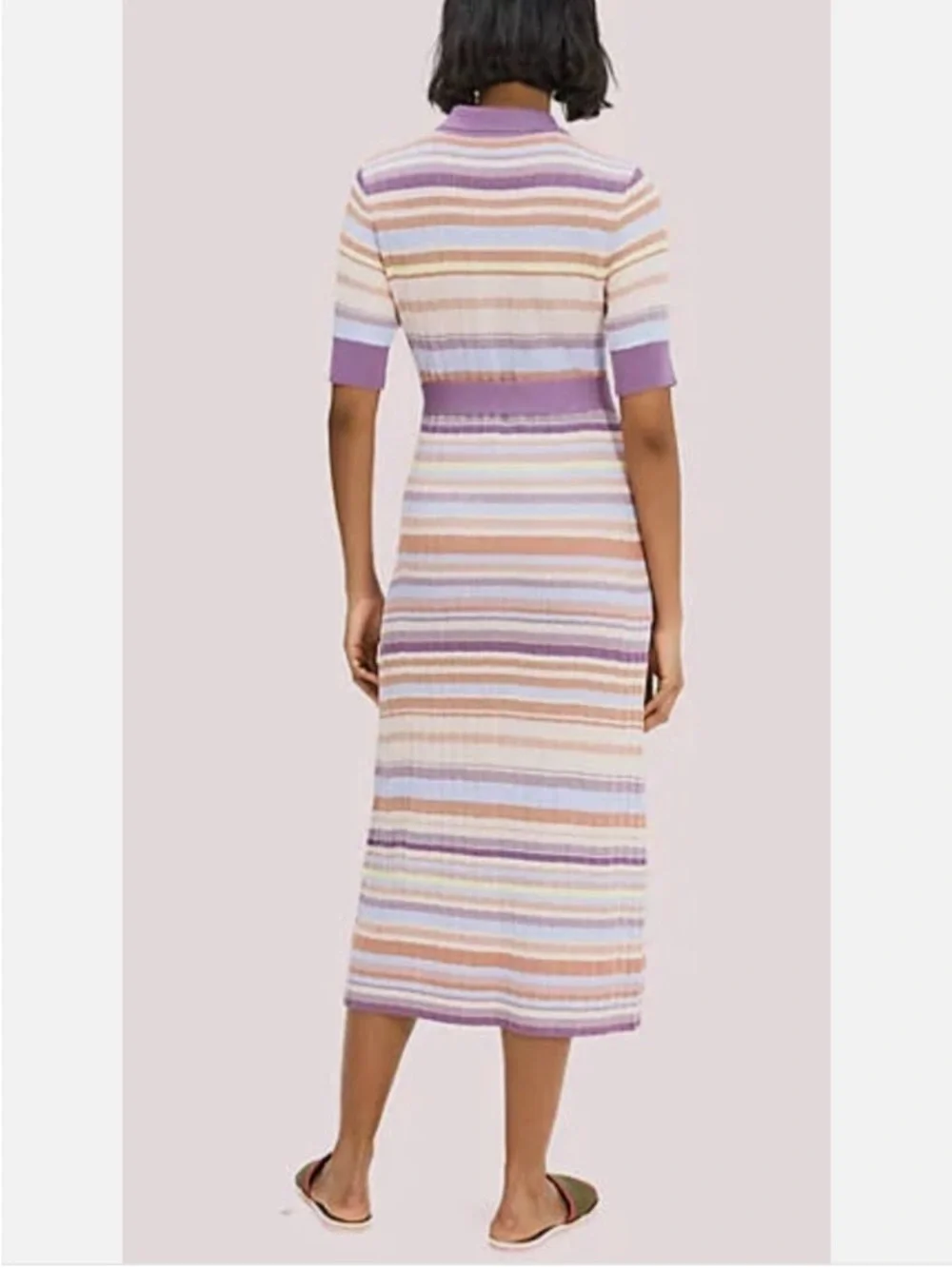 kate spade Pastel multi Striped Polo knit  Dress in Lavender Collar belt S